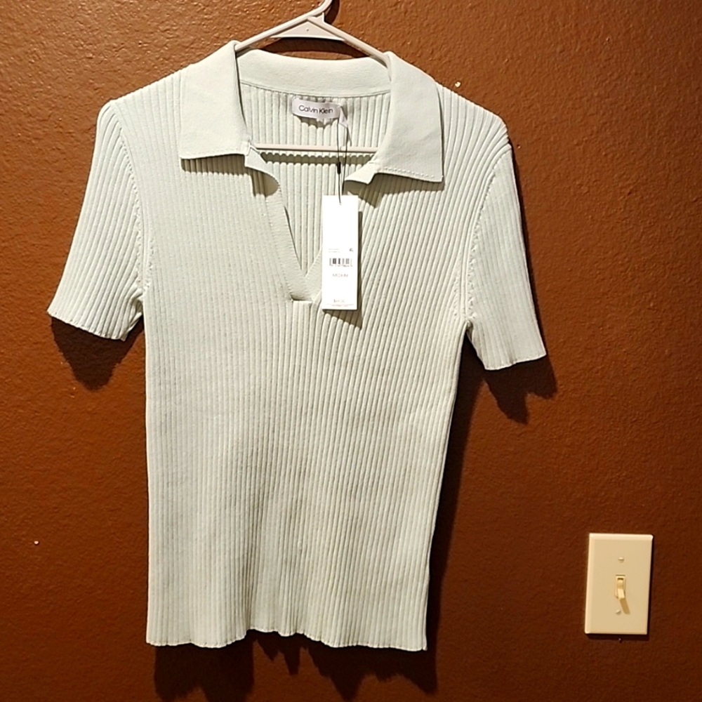 Calvin Klein Short Sleeved Collared Sweater